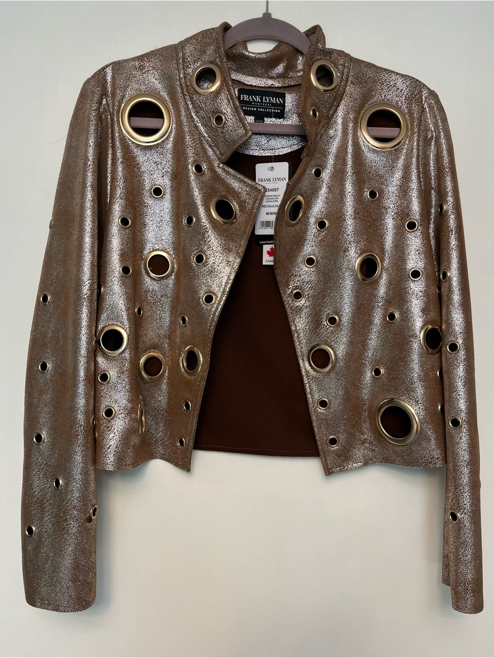 NWT Frank Lyman Design Collection Metallic Rose-Gold Eyelet Jacket.Stunning 🔥 - Picture 8 of 10